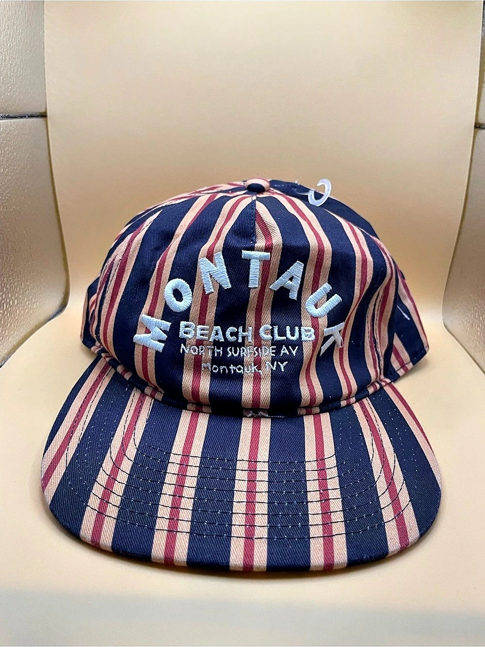 American Living Beach Club Cotton Cap Striped Cotton Cap in Blue & Red Like New